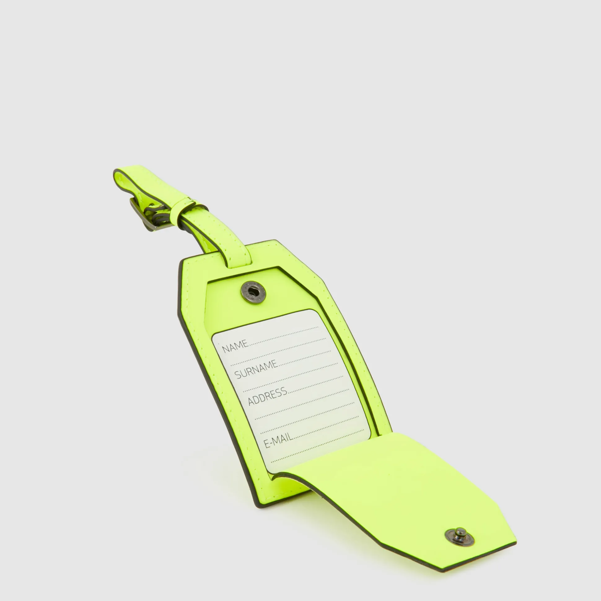 Address Tag in pelle con logo PQD inciso