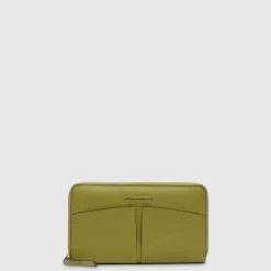 Portefeuille femme zippé à quatre soufflets