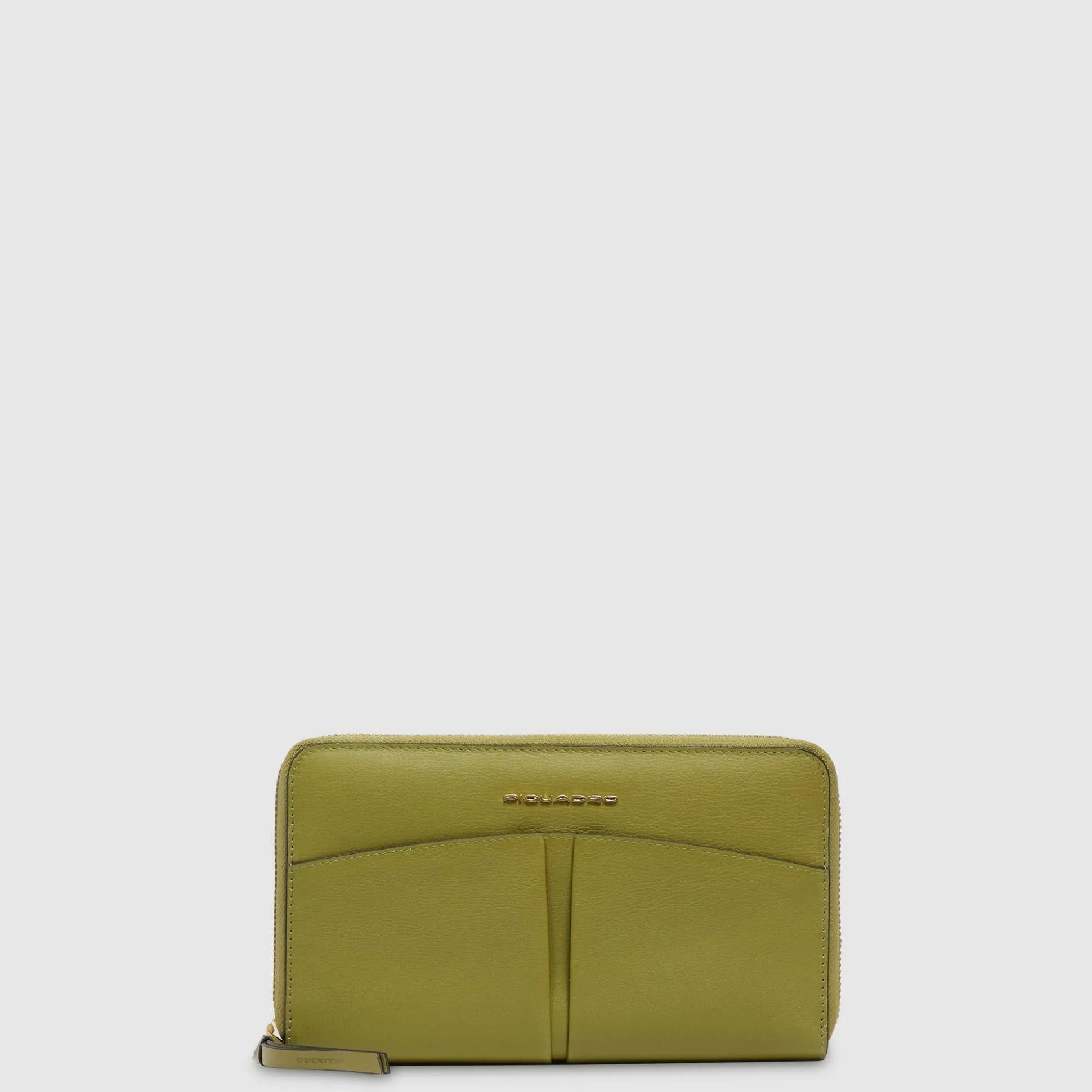 Portefeuille femme zippé à quatre soufflets