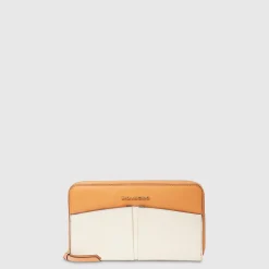Portefeuille femme zippé à quatre soufflets