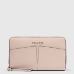 Portefeuille femme zippé à quatre soufflets