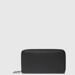 Portefeuille femme zippé à quatre soufflets