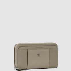 Portefeuille femme zippé à quatre soufflets