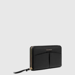 Portefeuille femme zippé à quatre soufflets