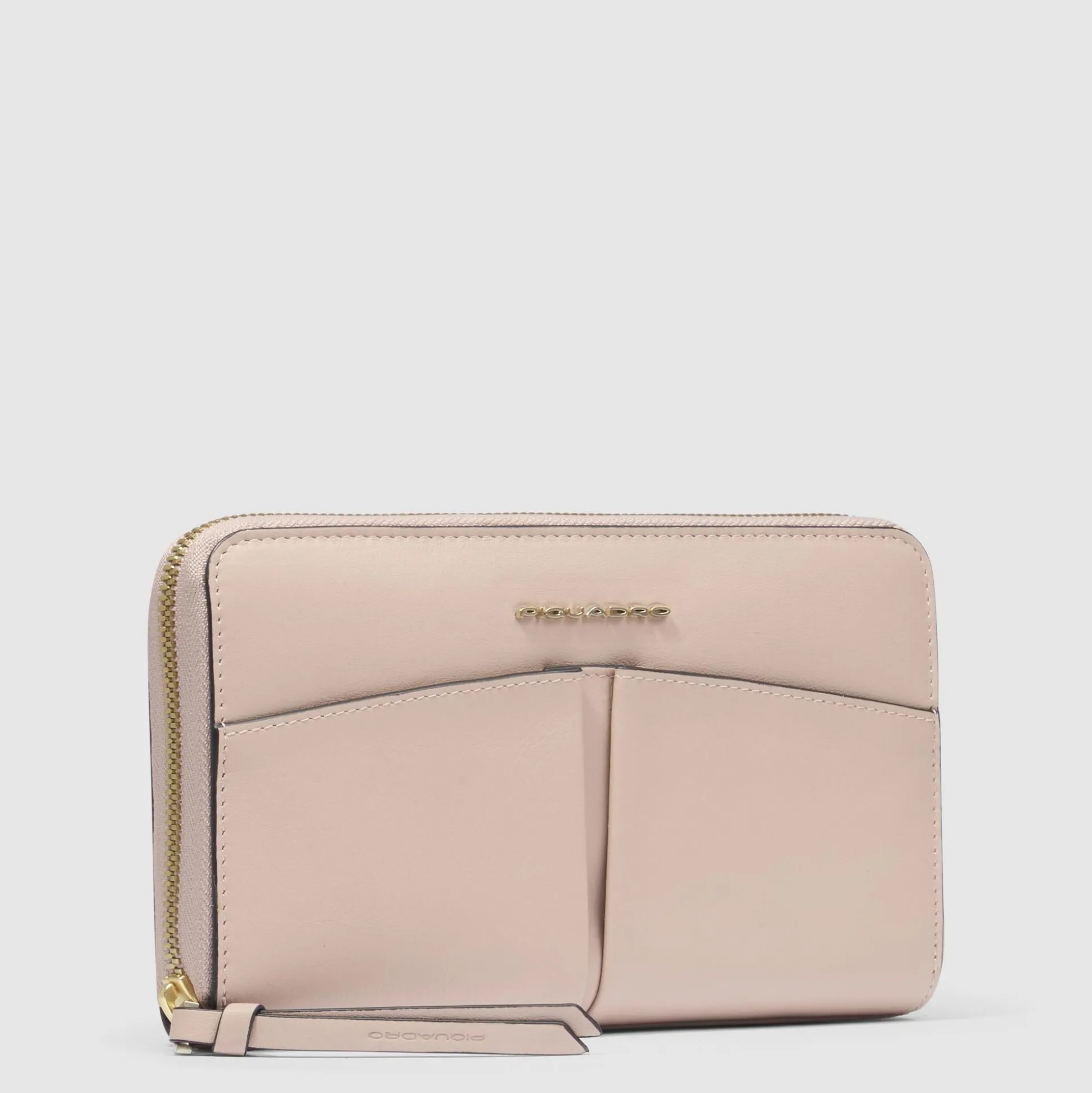 Portefeuille femme zippé à quatre soufflets