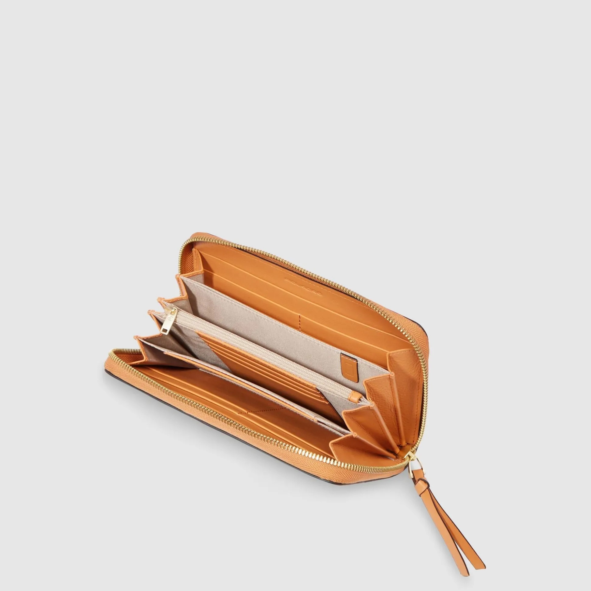 Portefeuille femme zippé à quatre soufflets