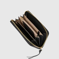 Portefeuille femme zippé à quatre soufflets