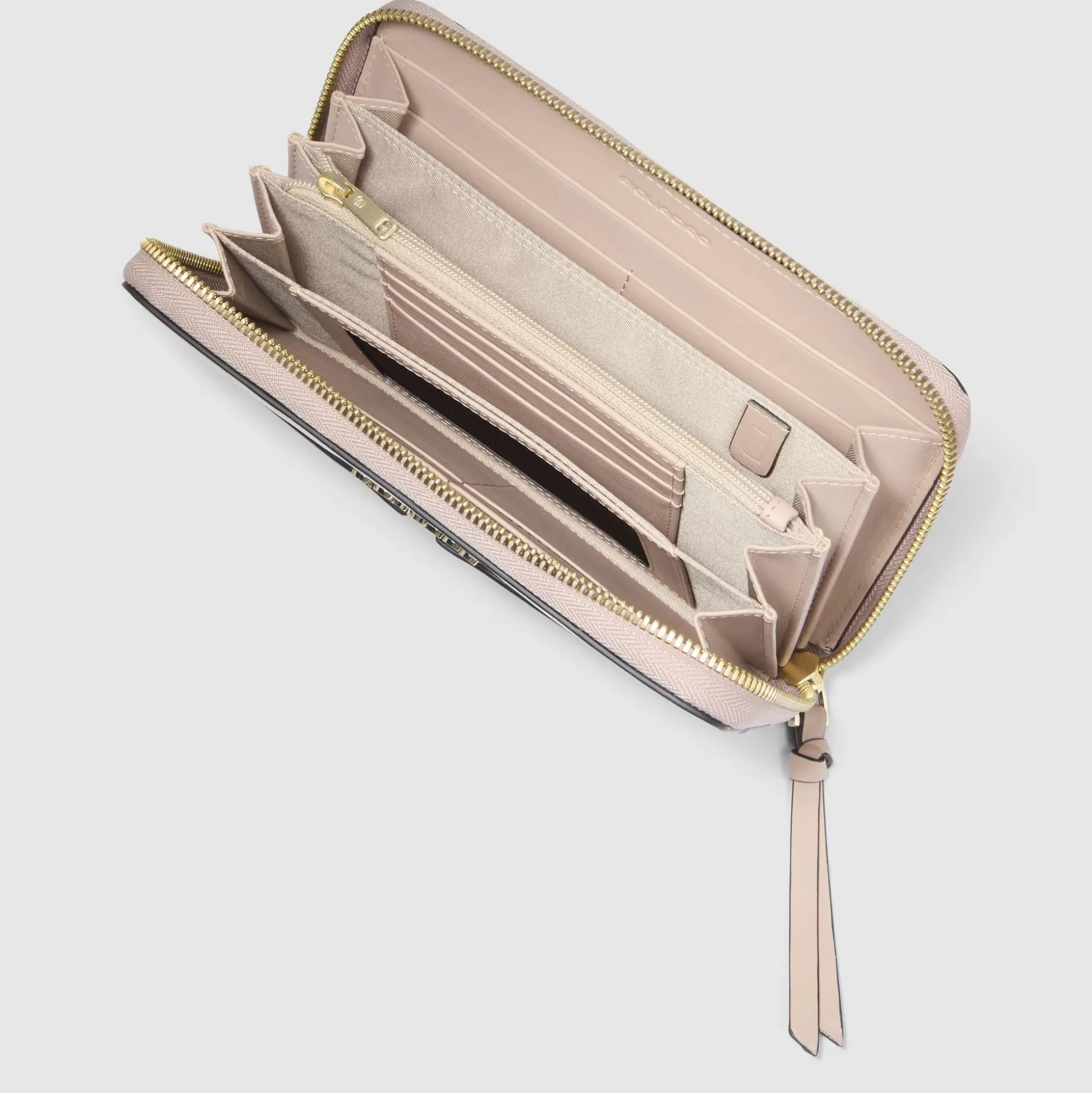 Portefeuille femme zippé à quatre soufflets